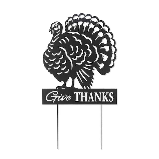 Glitzhome® 30" Thanksgiving Metal Silhouette Turkey Yard Stake